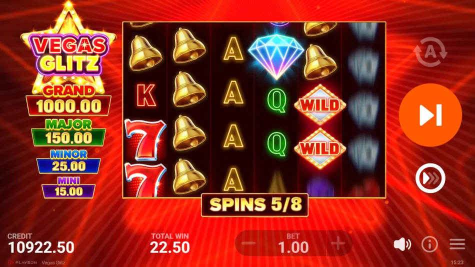 Wild Multiplier landing during a Vegas Glitz Free Spins round